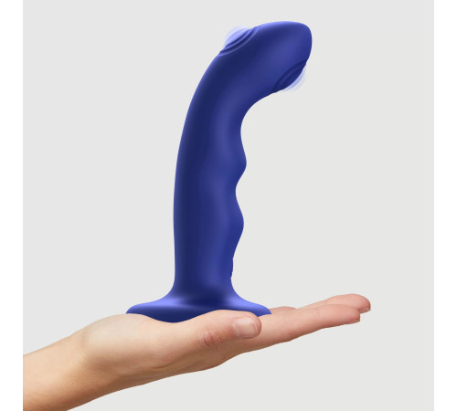 Синяя насадка-стимулятор Strap-On-Me Tapping Dildo Wave