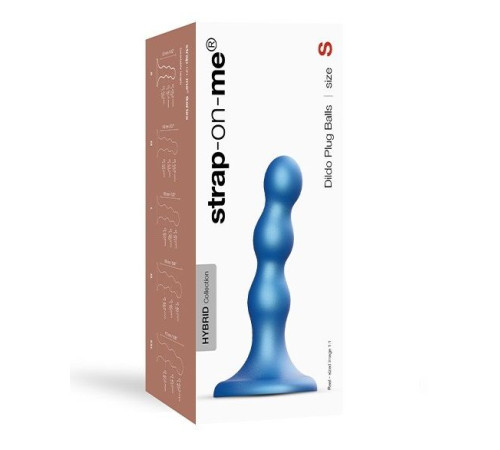 Голубая насадка Strap-On-Me Dildo Plug Balls size S