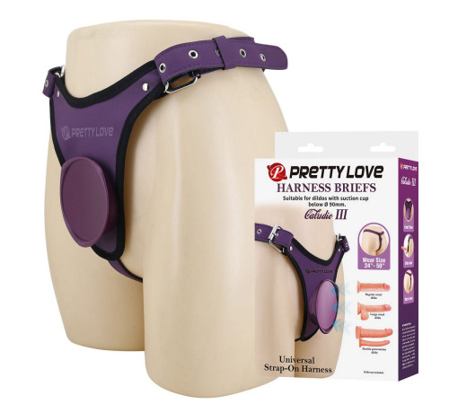 Фиолетовые трусики харнесс с платформой Caludio III