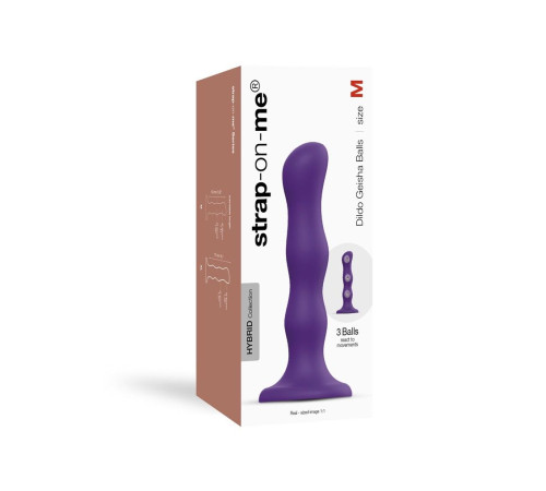Фиолетовая насадка Strap-On-Me Dildo Geisha Balls size M
