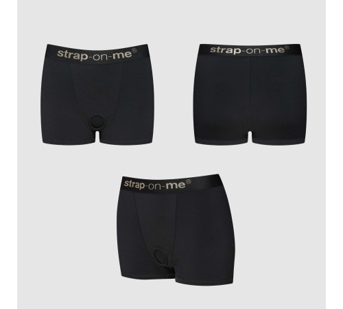 Черные трусики-боксеры для фиксации насадок Strap-on-me Harness Lingerie Allure - size XL