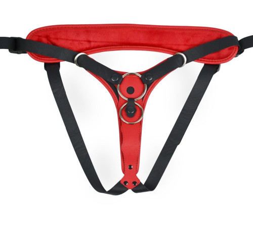 Красно-черный женский пояс с 2 способами крепления насадок