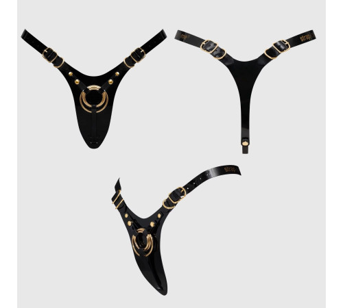 Черный пояс для фиксации насадок Strap-On-Me Leatherette Harness Fabulous