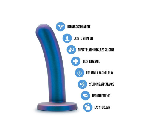 Синяя насадка с гладкой поверхностью Surrender 5.75 Inch Intermediate Pegging Dildo - 14,6 см.
