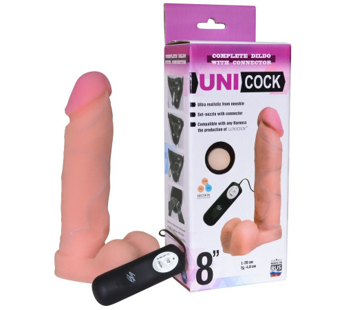 Фаллическая насадка Харнесс UNICOCK 8  с вибрацией - 20 см.