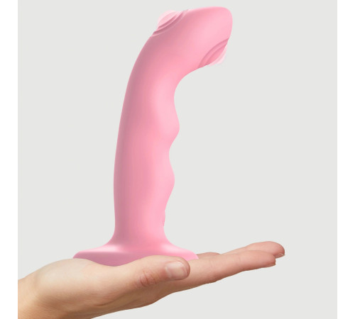 Розовая насадка-стимулятор Strap-On-Me Tapping Dildo Wave