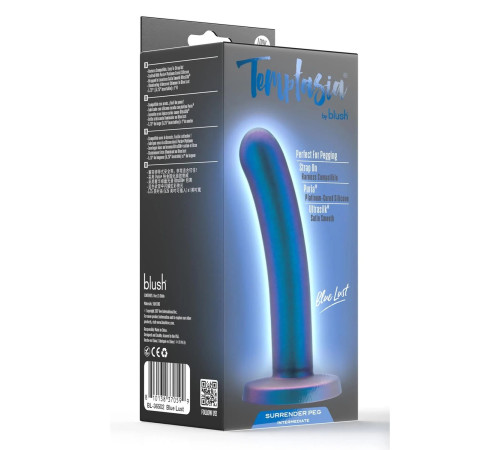 Синяя насадка с гладкой поверхностью Surrender 5.75 Inch Intermediate Pegging Dildo - 14,6 см.