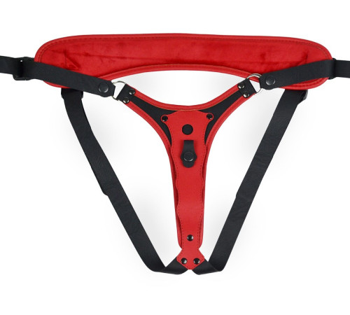 Красно-черный женский пояс с 2 способами крепления насадок