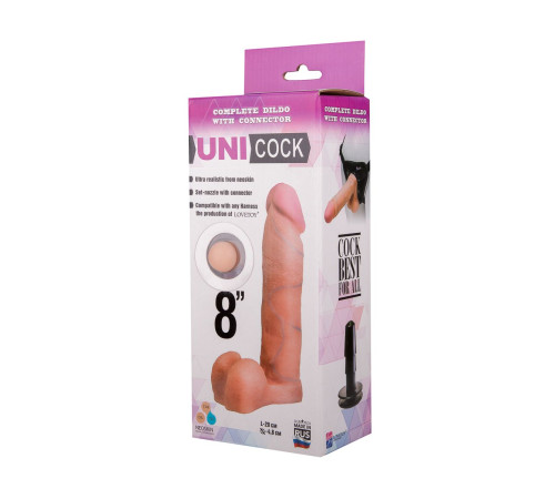 Фаллическая насадка для страпона UNICOCK 8  - 21 см.