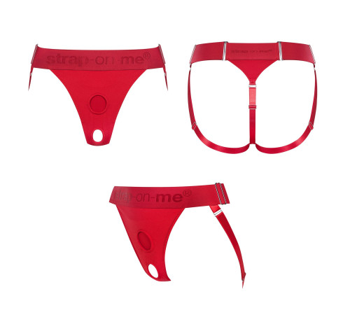 Красные трусики для фиксации насадок Strap-on-me Harness Lingerie Unique