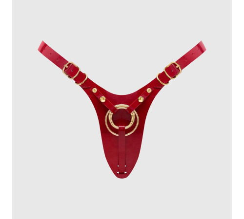 Красный пояс для фиксации насадок Strap-On-Me Leatherette Harness Fabulous