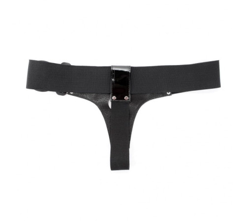 Чёрные лаковые трусики для страпона