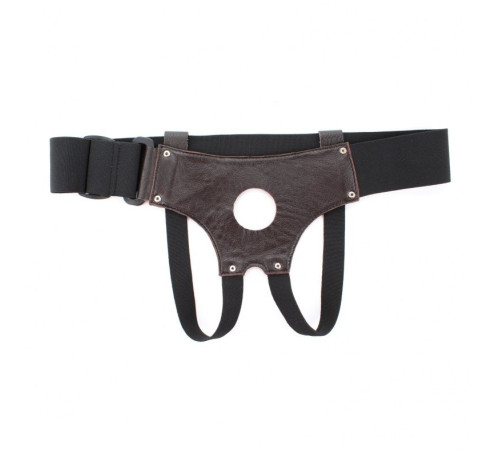 Коричневые кожаные трусики-джоки для насадок