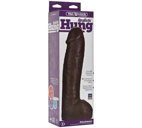 Большая насадка для трусиков Vac-U-Lock Realistic Hung - 31,7 см.