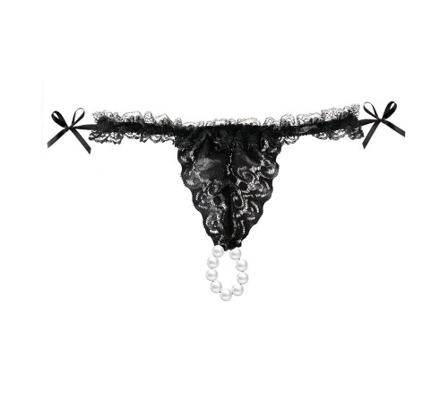 Набор Brazilian Panty: черные трусики со стимулирующими бусинами и массажный гель Sliding Gel Strawberry