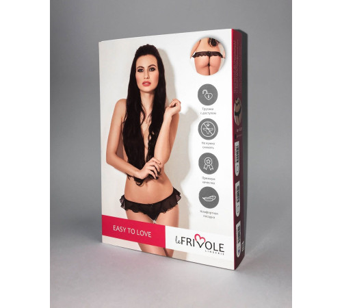 Игривые черные трусики с доступом и нежной юбочкой