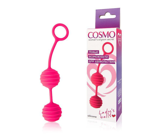 Розовые вагинальные шарики с ребрышками Cosmo