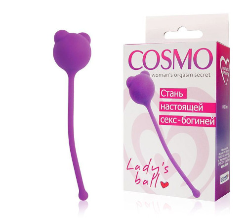Фиолетовый вагинальный шарик с ушками Cosmo Фиолетовый вагинальный шарик с ушками Cosmo