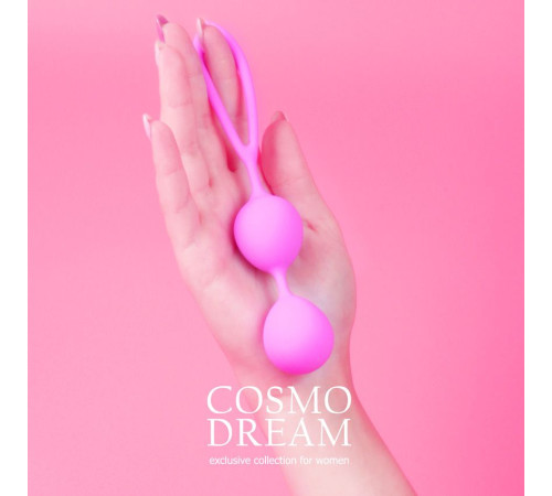 Розовые силиконовые вагинальные шарики с петлей - 17 см.