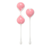 Набор розово-белых вагинальных шариков: двойные и одинарный
