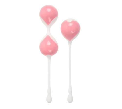 Набор розово-белых вагинальных шариков: двойные и одинарный