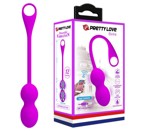 Лиловые вагинальные шарики Elvira с управлением через смартфон