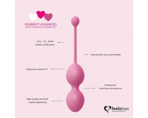 Заказать Набор из 3 розовых вагинальных шариков FemmeFit Advanced Pelvic Muscle Training Set Заказать Набор из 3 розовых вагинальных шариков FemmeFit Advanced Pelvic Muscle Training Set