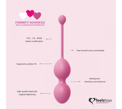 Набор из 3 розовых вагинальных шариков FemmeFit Advanced Pelvic Muscle Training Set