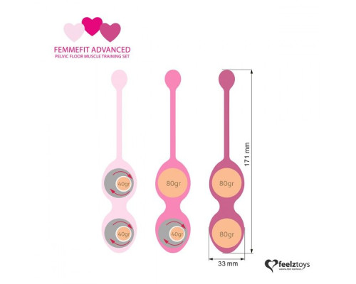Заказать Набор из 3 розовых вагинальных шариков FemmeFit Advanced Pelvic Muscle Training Set Заказать Набор из 3 розовых вагинальных шариков FemmeFit Advanced Pelvic Muscle Training Set