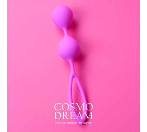 Розовые силиконовые вагинальные шарики с петлей - 17 см.