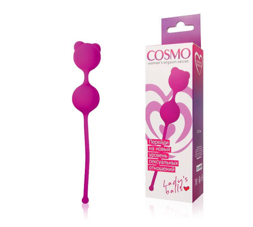 Ярко-розовые вагинальные шарики с ушками Cosmo