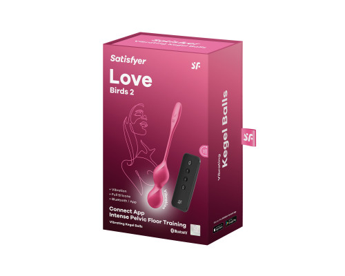 Заказать Малиновые вагинальные шарики с вибрацией Love Birds 2 - 22,2 см.