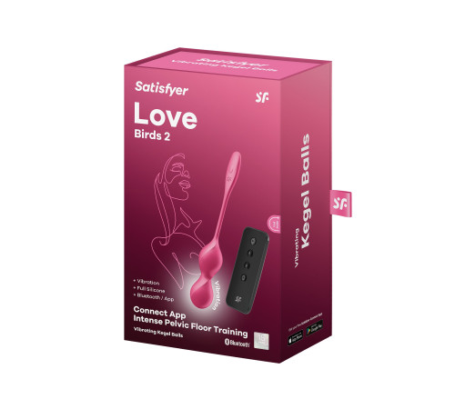 Малиновые вагинальные шарики с вибрацией Love Birds 2 - 22,2 см.