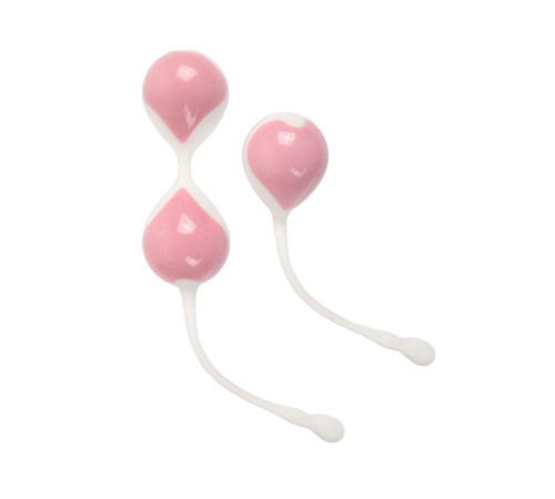 Набор розово-белых вагинальных шариков: двойные и одинарный