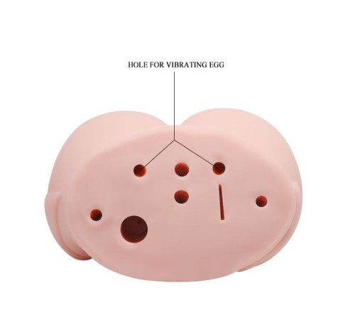 Телесный мастурбатор с двумя любовными тоннелями и вибрацией