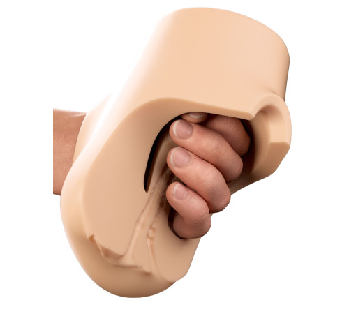 Телесный мастурбатор с вибрацией Double Pounder Vibrating Squeeze Stroker