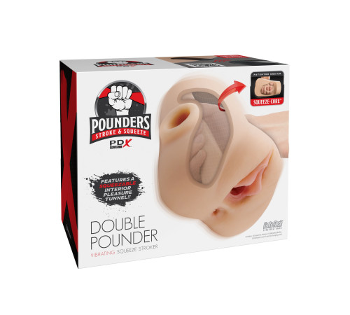 Телесный мастурбатор с вибрацией Double Pounder Vibrating Squeeze Stroker