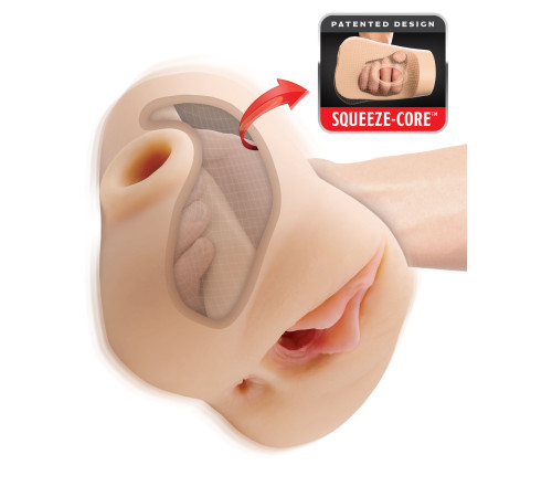 Телесный мастурбатор с вибрацией Double Pounder Vibrating Squeeze Stroker