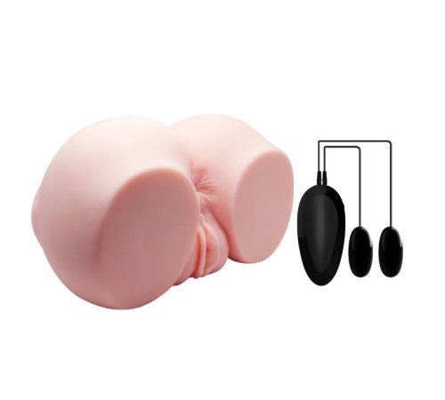 Телесный мастурбатор с двумя любовными тоннелями и вибрацией