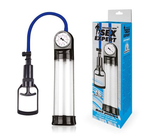 Прозрачная вакуумная помпа Sex Expert с манометром
