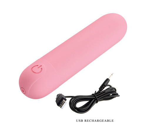 Нежно-розовая перезаряжаемая вибропуля Stefan - 8 см.