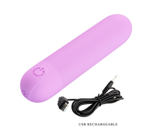 Сиреневая перезаряжаемая вибропуля Stefan - 8 см.