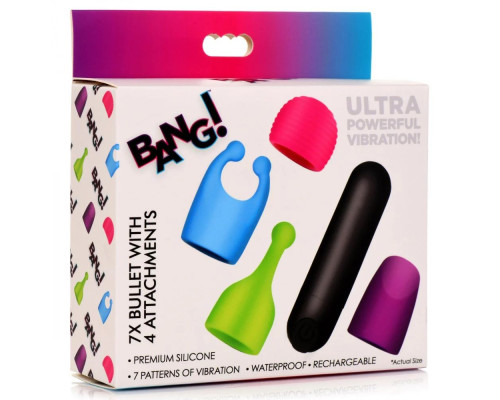 Заказать Вибропуля с 4 эластичными насадками Rechargeable Bullet With 4 Attachments