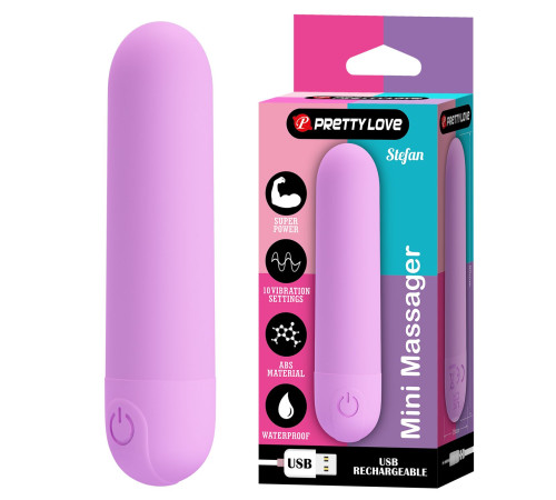 Сиреневая перезаряжаемая вибропуля Stefan - 8 см.