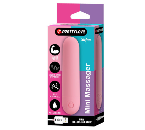 Нежно-розовая перезаряжаемая вибропуля Stefan - 8 см.