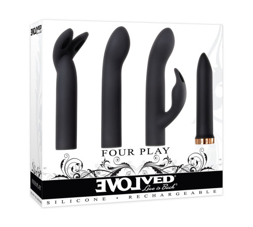 Набор из вибропули и 3 сменных насадок Four Play Набор из вибропули и 3 сменных насадок Four Play