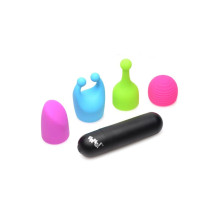 Вибропуля с 4 эластичными насадками Rechargeable Bullet With 4 Attachments