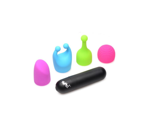 Заказать Вибропуля с 4 эластичными насадками Rechargeable Bullet With 4 Attachments