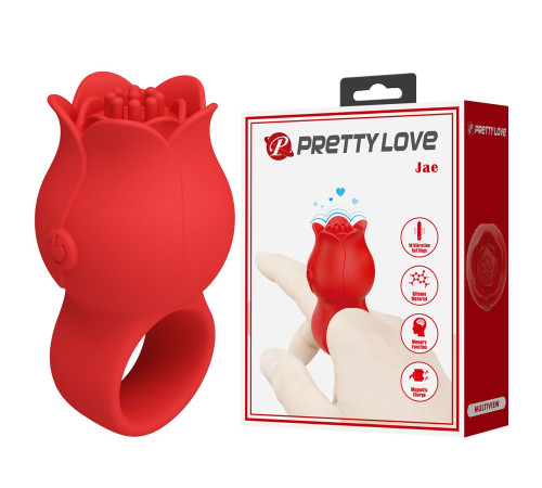 Красный мини-вибратор на палец Jae