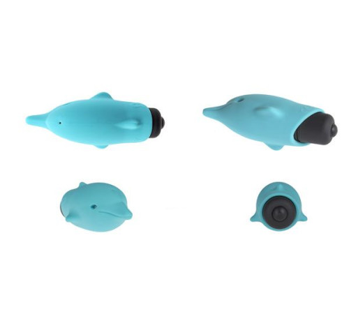 Голубой вибростимулятор-дельфин Lastic Pocket Dolphin - 7,5 см.
